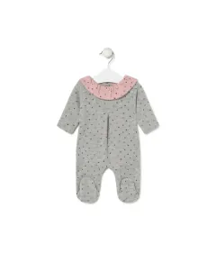 Детский комбинезон из трикотажа с принтом и воротником «питер пан» Tous, серый