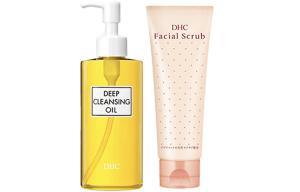 Набор для ухода за кожей: очищающее масло+скраб увлажняющий, освежающий, очищающий 120мл/200мл+100г DHC