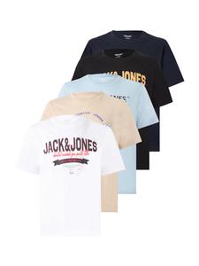 JACK & JONES Футболка в цветах беж, темно-синий, светло-голубой, черный, белый