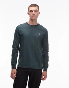 Футболка Paul Smith с длинным рукавом и логотипом зебры, классического кроя, зеленого цвета