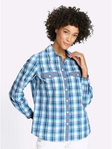 Клетчатая блузка бирюзового и белого цветов Sieh an!