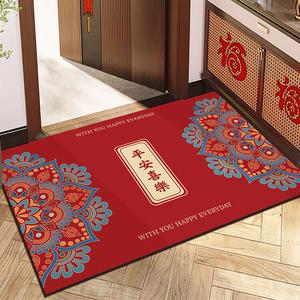 Budis Ковер 100х160 см для прихожей из мягкого силикона, водопоглощающий, нескользящий, в праздничном красном цвете