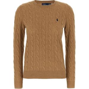 Джемпер с вышитым логотипом, вязка кос Polo Ralph Lauren, бежевый