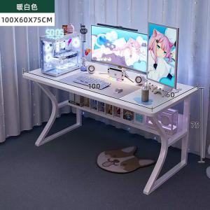 Компьютерный стол Zhenyanxuan White Gaming Desk 100x60 см с полкой и стулом, для офиса и дома