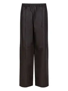 Кожаные брюки-палаццо Selected, коричневый