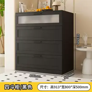 Yu Senyi Комод 91,3х80х50 см для гостиной или спальни из стали, 4 ящика, современный минималистичный дизайн, цвет Rizhi Black