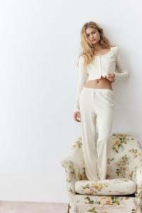 Пижама из хлопка с ажурным узором H&M, бежевый