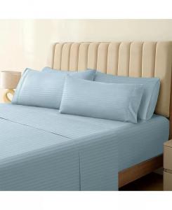 Полосатый вискоза из бамбука, комплект простыней с твердыми характеристиками LuxClub, синий