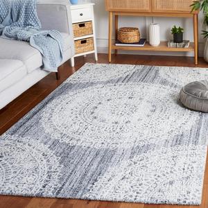 Ковер SAFAVIEH, 183 x 183 см, коллекции Ebony — Grey & Ivory, ручной работы из шерсти, идеален для помещений с высокой проходимостью в гостиной, спальне (EBN106F)