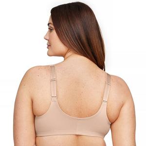 Плюс размер Glamorise Полная фигура Wonderwire Бюстгальтер из эластичного кружева с застежкой спереди 9245, цвет Mocha