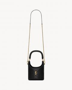 Сумка-ведро GABY из ягнячьей кожи SAINT LAURENT, черный