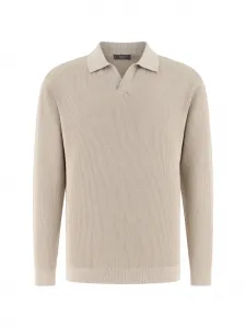 Рифленый свитер с открытым воротом Boggi Milano, бежевый