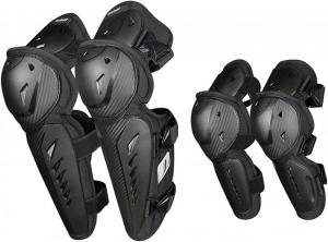 4 профессиональных наколенника и налокотника для мотоциклистов, защитная экипировка для езды по бездорожью, защита от падений, всесезонные защитные штаны для езды GOOBIX, Black
