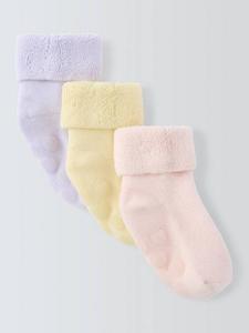 Детские носки Roll Top из органического хлопка John Lewis, Pack of 3, Multi