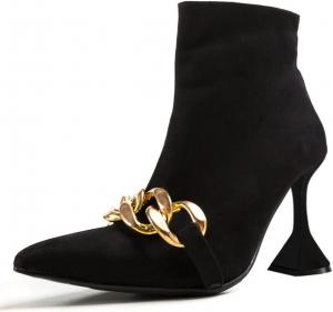 Женские ботильоны YDN с острым носком, цепочкой и высокой шпилькой, с боковой молнией, для торжественного и повседневного наряда, размеры US 4-15, Black