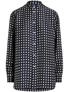 Шелковая рубашка с абстрактным принтом POLO RALPH LAUREN, синий