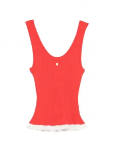 Кружевной ребристый топ Sandro, красный