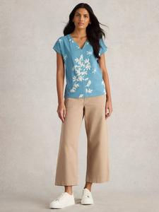 Футболка с цветочным вырезом nelly White Stuff, синий/разноцветный