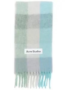 Клетчатый шарф с нашивкой-логотипом Acne Studios, серый