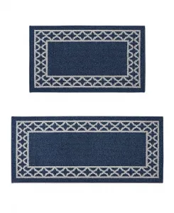 Комплект из двух ковров-дорожек Collin Trellis Border Tufted Nautica, джинсовый/светло-серый
