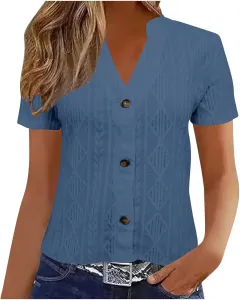 Женская рубашка хенли с вышивкой и коротким рукавом