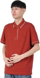 Мужская поло-рубашка с отворотом и окантовкой в тон ткани Lacoste, коричневый