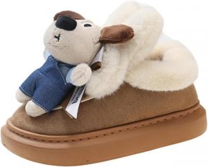 Сапоги-платформа для женщин с рисунком собаки, зимние объемные ботинки, эстетичные милые щенячьи с толстой подошвой, кавайные плюшевые пушистые ботинки в стиле Y2K UNMULFC, Khaki