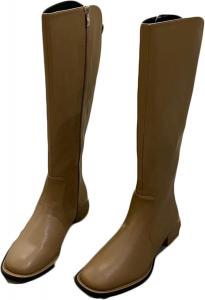 Женские конный сапоги Yiozoi, уличные, с защищенной от ветра боковой молнией, кожаные, модные женские повседневные высокие сапоги с нескользящей подошвой, Khaki