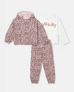 Детский комплект с открытой толстовкой и штанами в анималистичном принте Kids El Corte Inglés, розовый