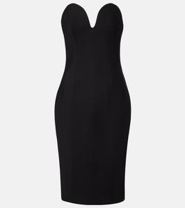 Шерстяное платье миди без бретелек Bottega Veneta, черный