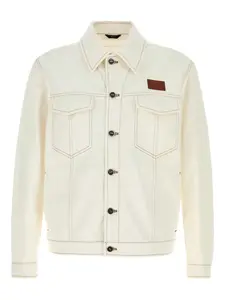 Джинсовая куртка Jeans с контрастной строчкой FENDI, белый