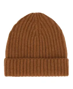 Ребристая кашемировая шапка-бини Malo, коричневый
