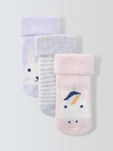 Детские органические носки Rich Cotton с полосками, кроликом и единоргом John Lewis, Multi