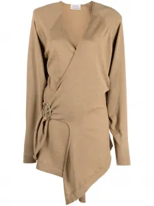 Платье мини Hurely с запахом The Attico, коричневый