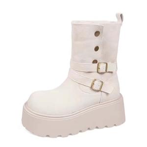 Женские ботинки на каблуке 7 см Take the Qin, Ecru