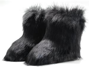 Gewicol Женские пушистые зимние сапоги по голень, коричневого цвета