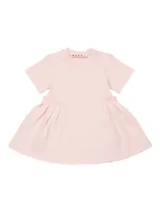 Плиссированное платье с короткими рукавами Marni Kids, розовый
