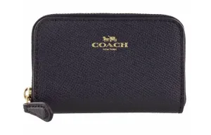 COACH Кожаный женский кошелек для монет в темно-синем цвете