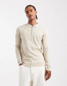 Вязаный джемпер Brave Soul с застежкой-молнией на четверть оборота, кремового цвета