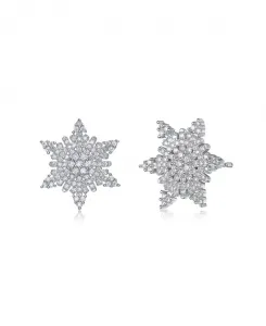 Серьги-Гвоздики в форме звезды из стерлингового серебра с покрытием из белого золота и кубическим цирконием Genevive, silver