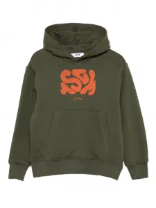 Топ с капюшоном и абстрактным принтом Msgm Kids, зеленый