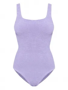 Слитный купальник с квадратным вырезом и фактурной тканью Hunza G, фиолетовый