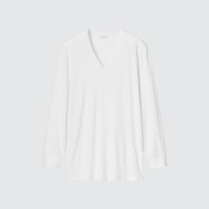 Футболка Uniqlo Heattec с V-образным вырезом, белый