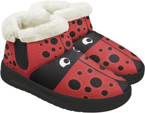Женские ботинки без каблука, противоскользящие, зимние, для снега, теплые, с широкой носочной частью, ботильоны, мягкая подошва из ЭВА, размеры 4.5-12 Chririnla, Cartoon Ladybug