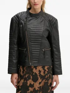 Кожаная куртка с простеганными панелями Munthe, черный