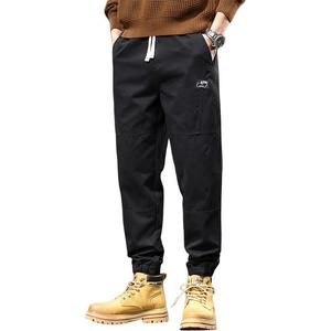 Свободные брюки с манжетами на резинке однотонные модные молодежные со шнурком на поясе длиной до щиколотки мужские Jeep, верблюжьи с флисовой подкладкой