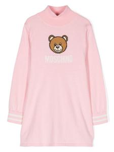 Moschino Kids платье с логотипом, вязанное интарсией, розовый