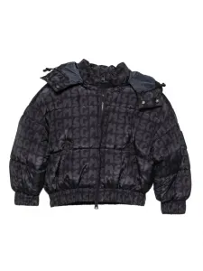 Пуховик с логотипом Msgm Kids, черный