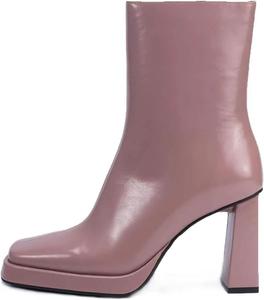 Женские ботинки Pazzion на платформе с закрытым квадратным носком, средней высоты, с гладкой боковой молнией, высокие толстые каблуки, для официального и делового стиля, размеры 4-16 US, Pink