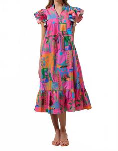 Платье миди с рюшами Lanus City Dillan Sugarlips, Fuchsia Multi